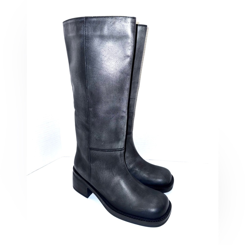 Free People Dana Black Distressed knee Boots 6 - Picture 2 of 8